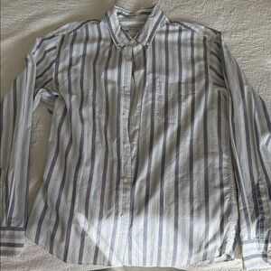 J. Crew Casual Blue and White Striped Shirt